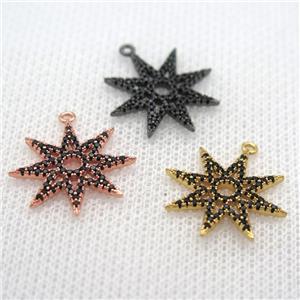 copper star pendant paved zircon, mix color, approx 20mm dia