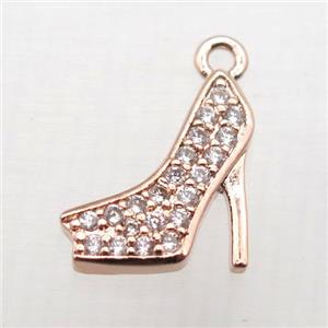 copper pendant pave zircon, high-heel shoes, rose gold, approx 10-12mm