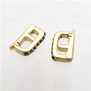 copper clip clasp paved zircon, gold plated, approx 5x8mm