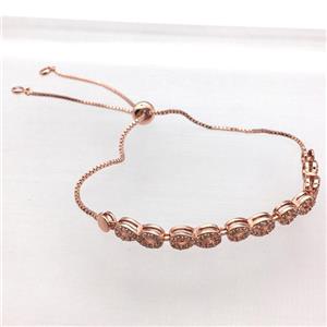 copper bracelet pave zircon, rose gold, approx 6mm
