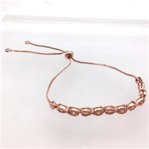 copper bracelet pave zircon, Adjustable, rose gold, approx 6mm