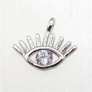 copper eye pendant pave zircon, platinum plated, approx 10mm