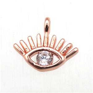 copper eye pendant pave zircon, rose gold, approx 10mm