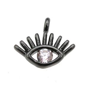 copper eye pendant pave zircon, black plated, approx 10mm