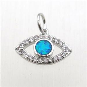 copper eye pendant pave zircon, platinum plated, approx 8-14mm