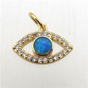 copper eye pendant pave zircon, gold plated, approx 8-14mm