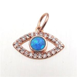 copper eye pendant pave zircon, rose gold, approx 8-14mm