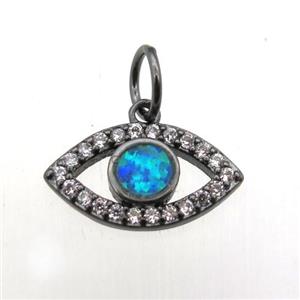 copper eye pendant pave zircon, black plated, approx 8-14mm