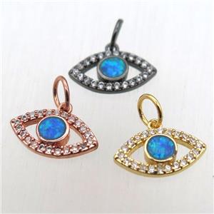 copper eye pendant pave zircon with fire opal, mixed color, approx 8-14mm