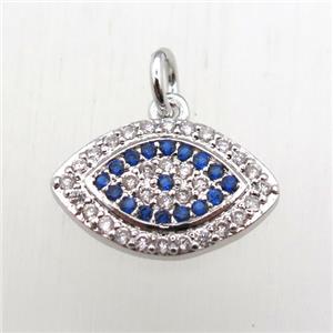 copper eye pendant pave zircon, platinum plated, approx 10-16mm