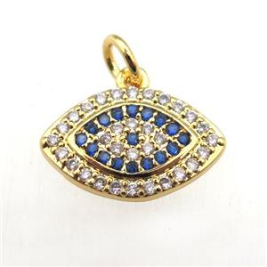 copper eye pendant pave zircon, gold plated, approx 10-16mm