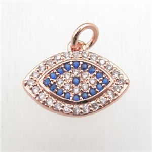 copper eye pendant pave zircon, rose gold, approx 10-16mm