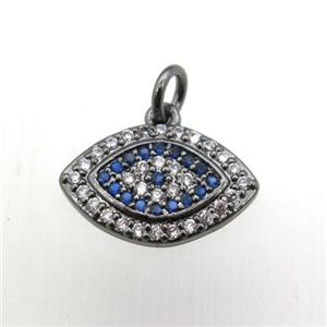copper eye pendant pave zircon, black plated, approx 10-16mm