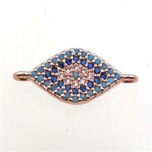 copper eye connector pave zircon, rose gold, approx 8-14mm