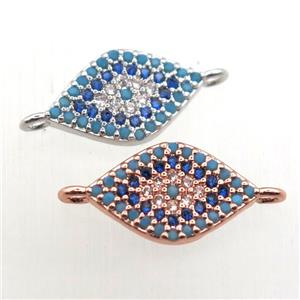 copper eye connector pave zircon, mixed color, approx 8-14mm