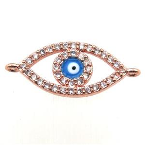 copper evil eye connector pave zircon, rose gold, approx 8-15mm