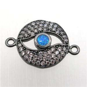 copper eye connector pave zircon, black plated, approx 13mm dia