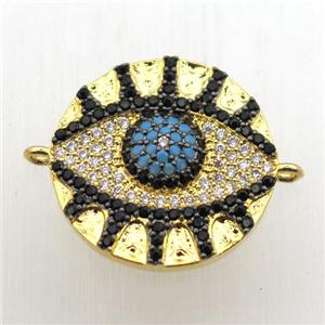 copper eye connector pave zircon, gold plated, approx 18mm dia