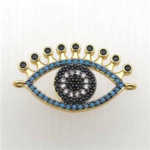 copper eye connector pave zircon, gold plated, approx 16-26mm
