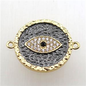 copper eye connector pave zircon, gold plated, approx 20mm dia