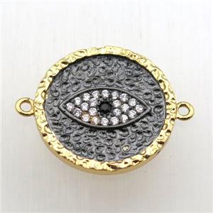 copper eye connector pave zircon, gold plated, approx 20mm dia