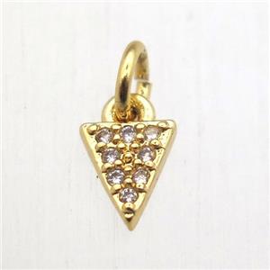 copper arrowhead pendant pave zircon, gold plated, approx 4x6mm