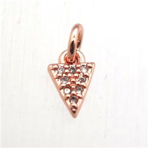 copper arrowhead pendant pave zircon, rose gold, approx 4x6mm