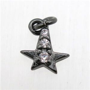 copper star pendant pave zircon, black plated, approx 8-10mm