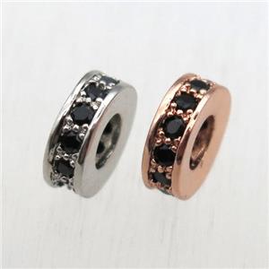 copper heishi spacer beads pave zircon, mixed, approx 8mm dia