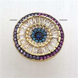 copper sun pendant pave zircon, gold plated, approx 20mm dia