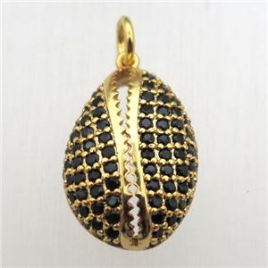 copper pendant pave zircon, gold plated, approx 12-18mm