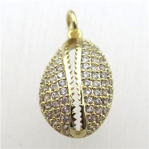 copper pendant pave zircon, gold plated, approx 12-18mm