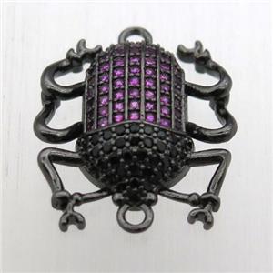 copper beetle connector pave zircon, black plated, approx 18-20mm