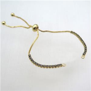 copper bracelet chain pave zircon, gold plated, approx 3mm, 11cm length