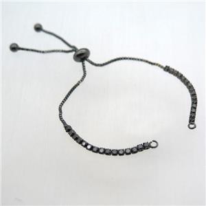copper bracelet chain pave zircon, black plated, approx 3mm, 11cm length