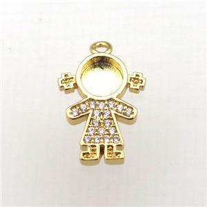 copper kids pendant pave zircon, gold plated, approx 14x14mm
