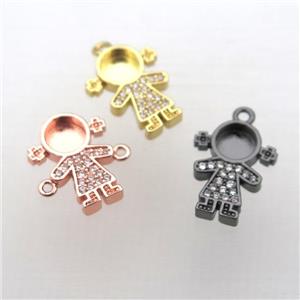 copper kids pendant pave zircon, mixed color, approx 14x14mm