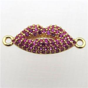 copper lip connector pave zircon, gold plated, approx 8-16mm