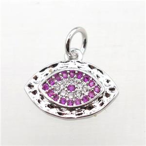 copper Eye pendant pave zircon, platinum plated, approx 10-14mm