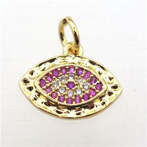 copper Eye pendant pave zircon, gold plated, approx 10-14mm
