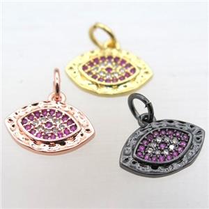 copper Eye pendant pave zircon, mixed color, approx 10-14mm