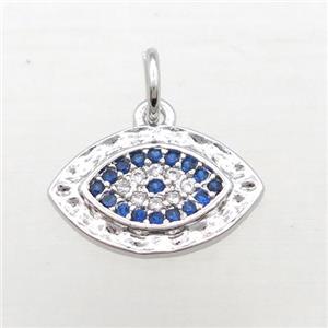 copper Eye pendant pave zircon, platinum plated, approx 10-14mm