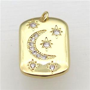 copper moon pendant pave zircon, gold plated, approx 16-24mm