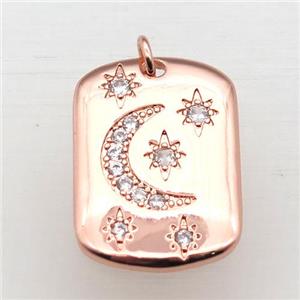copper moon pendant pave zircon, rose gold, approx 16-24mm