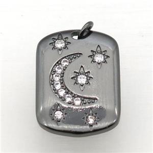 copper moon pendant pave zircon, black plated, approx 16-24mm
