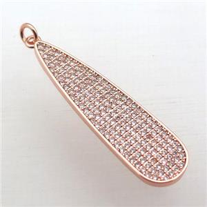 copper teardrop pendant pave zircon, rose gold, approx 10-40mm