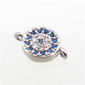 copper circle connector pave zircon, platinum plated, approx 6mm dia
