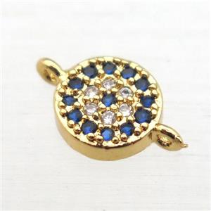 copper circle connector pave zircon, gold plated, approx 6mm dia