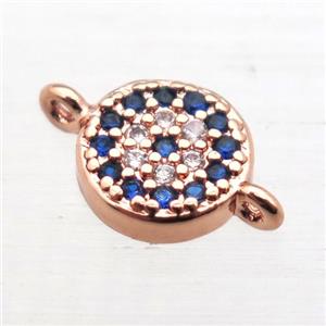 copper circle connector pave zircon, rose gold, approx 6mm dia