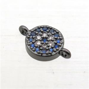 copper circle connector pave zircon, black plated, approx 6mm dia